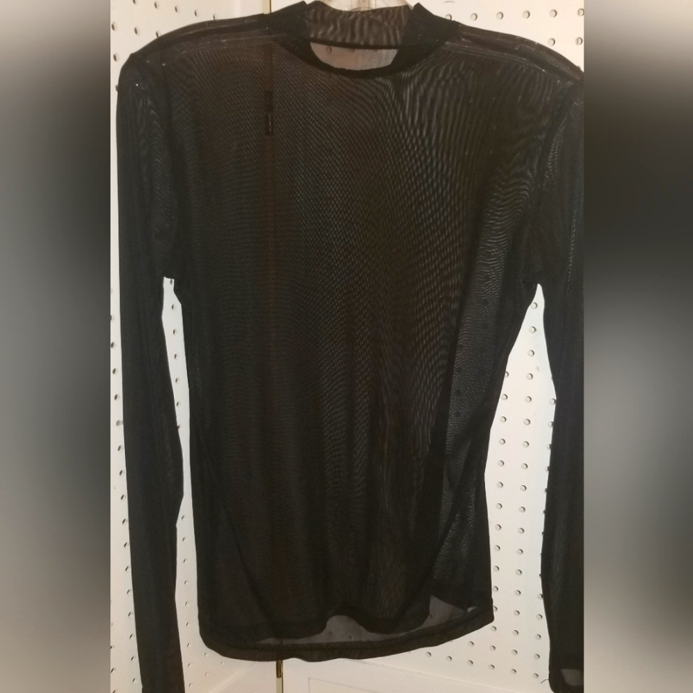 Black Mesh Long Sleeve Shirt